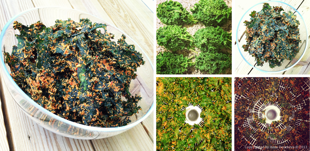 Kale chips before and after